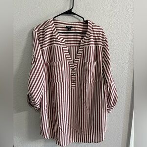 Torrid Burgundy and White Striped Top